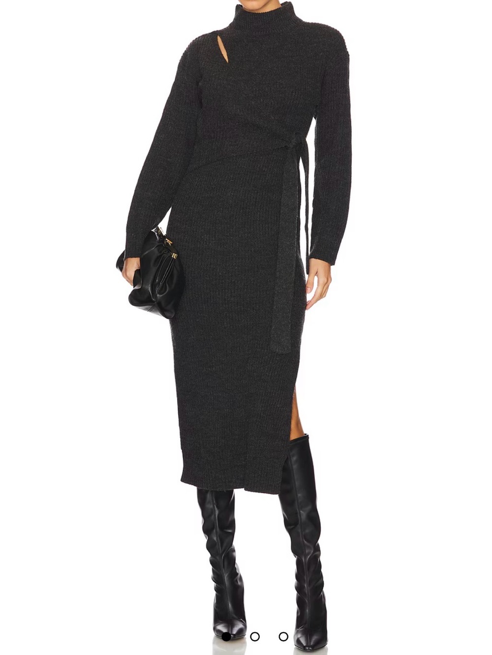 Astr Revolve Audree Charcoal Gray  Knit Wrap-Midaxi Dress XS NWOT